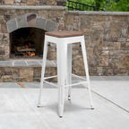 Indoor/Outdoor Backless Bar Stool with Poly Resin Seat