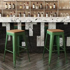 Indoor/Outdoor Backless Bar Stool with Poly Resin Seat