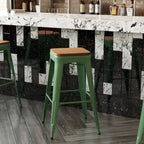 Indoor/Outdoor Backless Bar Stool with Poly Resin Seat