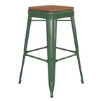 Indoor/Outdoor Backless Bar Stool with Poly Resin Seat