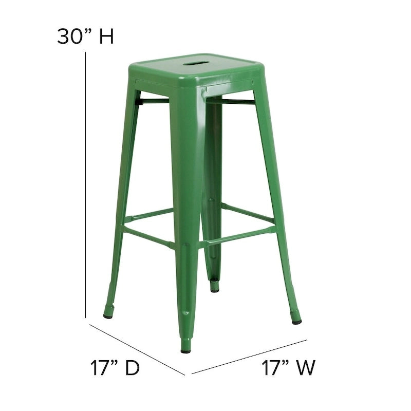 Indoor/Outdoor Backless Bar Stool with Poly Resin Seat