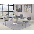 Somette Maya Dining Table with Glass Top - Grey/Silver