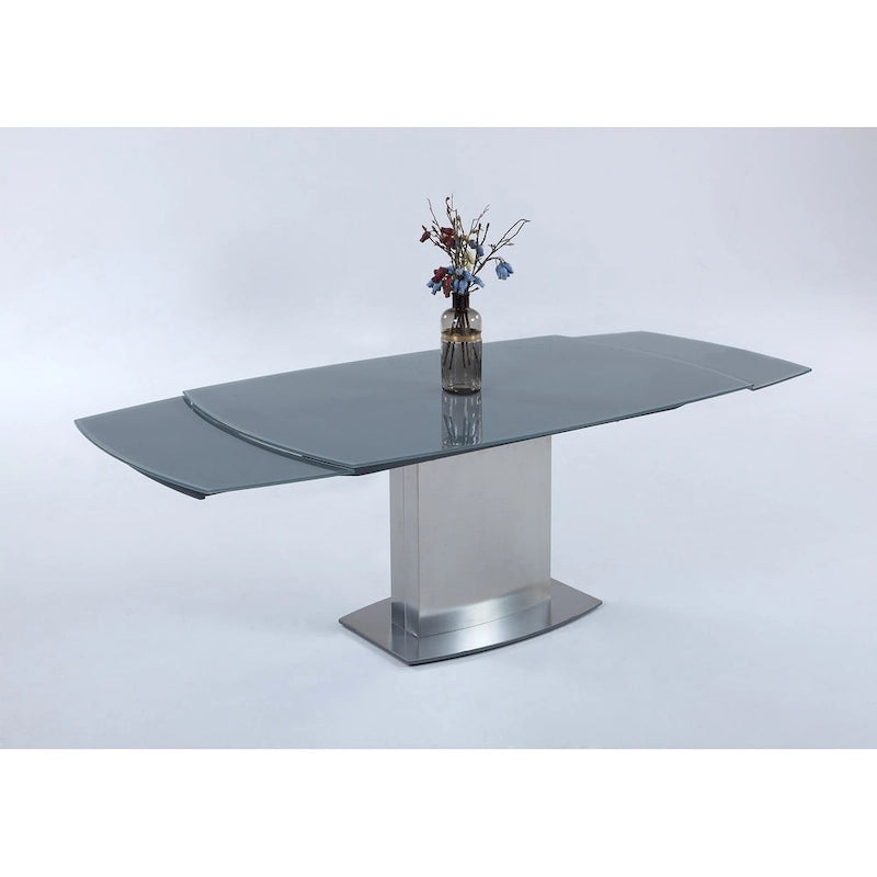 Somette Maya Dining Table with Glass Top - Grey/Silver
