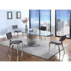 Somette Maya Dining Table with Glass Top - Grey/Silver