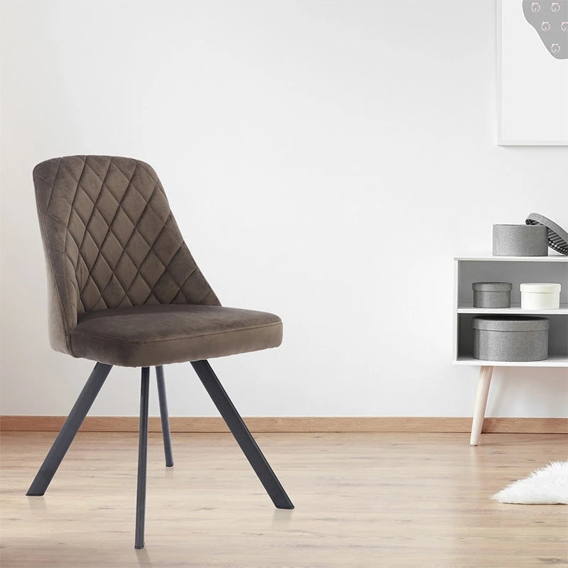 Kirk Mid-Century Modern Fabric Padded Diamond Stitch Pattern Dining Chairs by Furniture of America (set of 2)