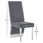 Modern Channel High Back Dining Chairs with Nailhead Trims and Polished Metal Legs