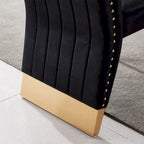 Modern Channel High Back Dining Chairs with Nailhead Trims and Polished Metal Legs