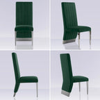 Modern Channel High Back Dining Chairs with Nailhead Trims and Polished Metal Legs