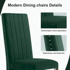 Modern Channel High Back Dining Chairs with Nailhead Trims and Polished Metal Legs