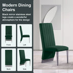 Modern Channel High Back Dining Chairs with Nailhead Trims and Polished Metal Legs