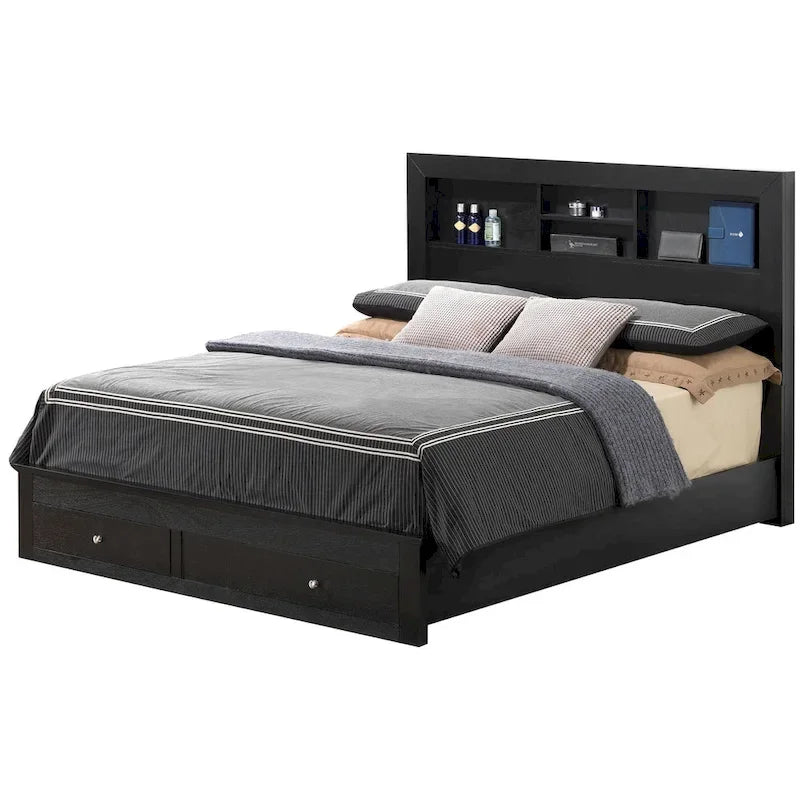 Burlington Queen Storage Platform Bed with Storage Drawers and Storage Shelves