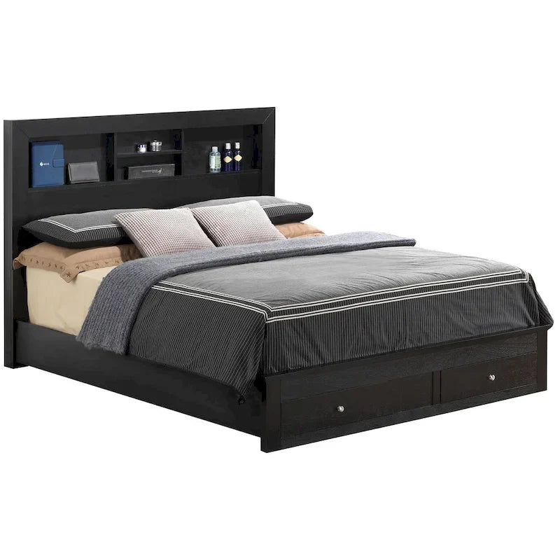 Burlington Queen Storage Platform Bed with Storage Drawers and Storage Shelves