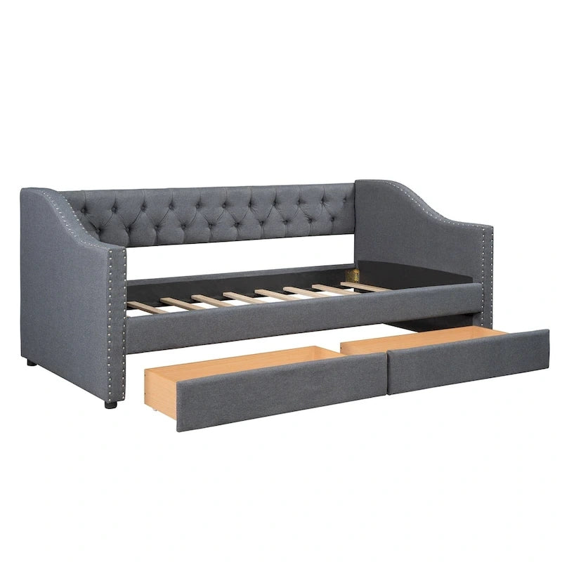 Upholstered Twin Size daybed with Drawers