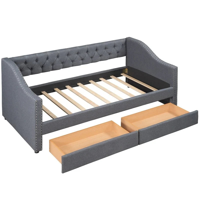 Upholstered Twin Size daybed with Drawers