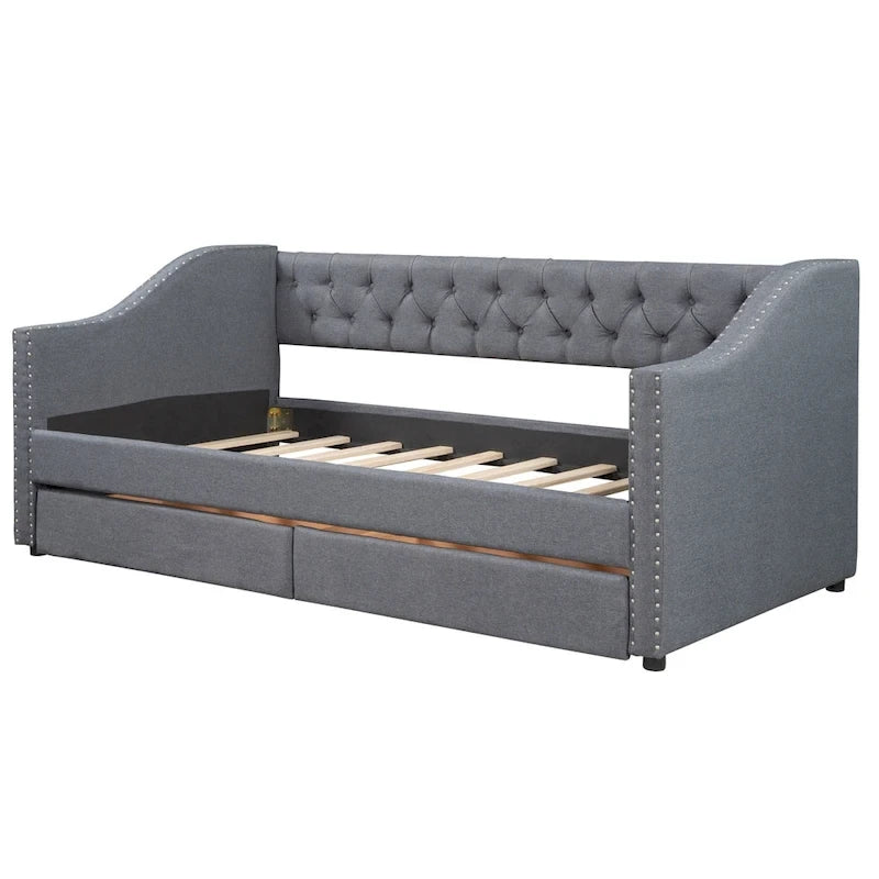 Upholstered Twin Size daybed with Drawers