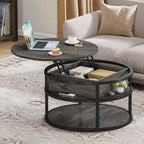 Moasis Round Lift Top Coffee Table with Hidden Storage and Shelf