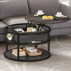 Moasis Round Lift Top Coffee Table with Hidden Storage and Shelf