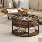 Moasis Round Lift Top Coffee Table with Hidden Storage and Shelf