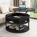 Moasis Round Lift Top Coffee Table with Hidden Storage and Shelf