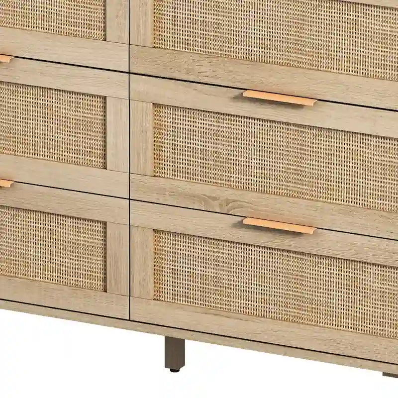 6-Drawers Rattan Storage Cabinet Rattan Drawer Dressers