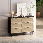6-Drawers Rattan Storage Cabinet Rattan Drawer Dressers