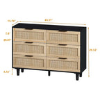 6-Drawers Rattan Storage Cabinet Rattan Drawer Dressers