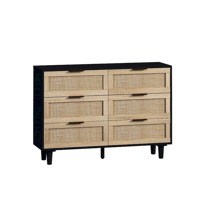 6-Drawers Rattan Storage Cabinet Rattan Drawer Dressers