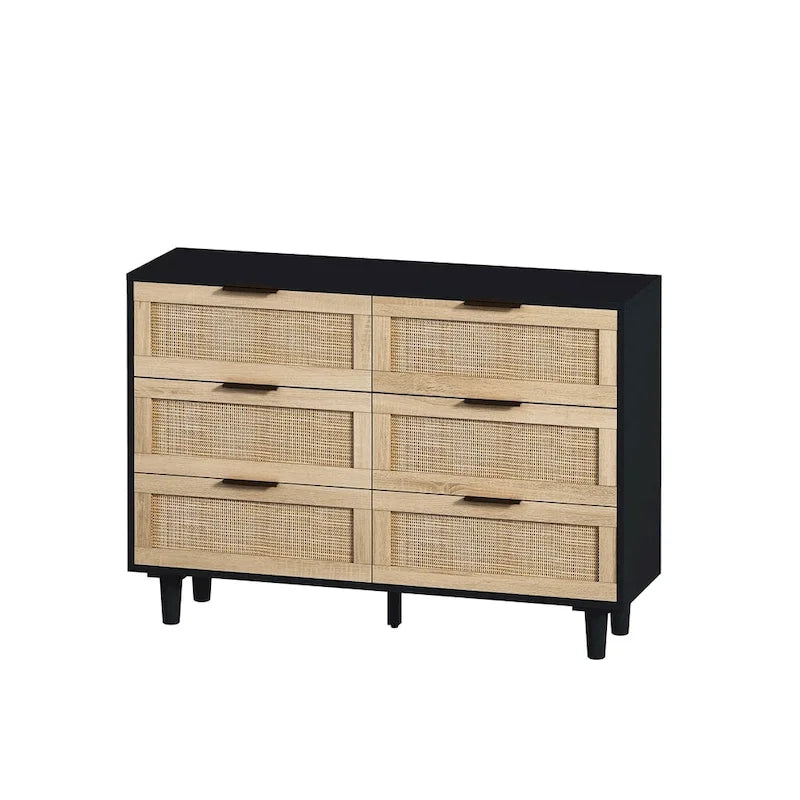 6-Drawers Rattan Storage Cabinet Rattan Drawer Dressers