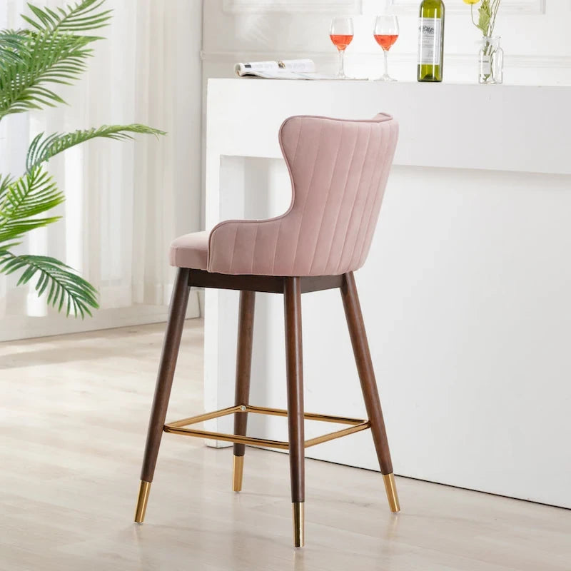 Roundhill Furniture Leland Fabric Upholstered Wingback Bar Stools (Set of 2)