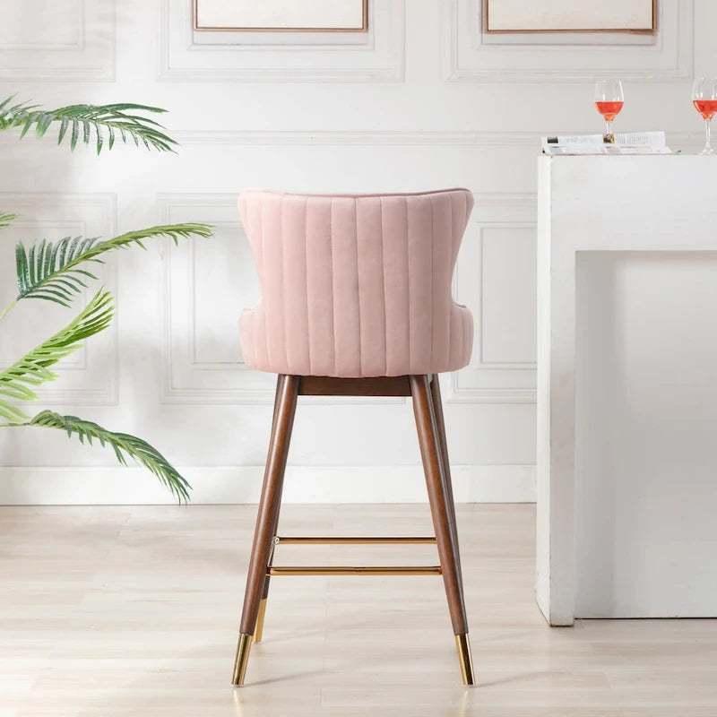 Roundhill Furniture Leland Fabric Upholstered Wingback Bar Stools (Set of 2)