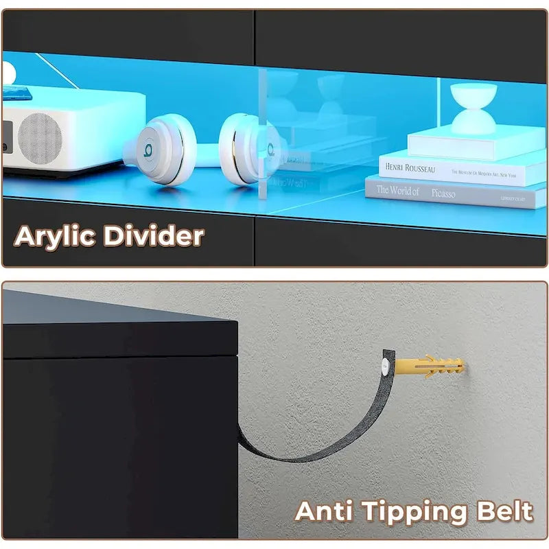 8 Drawer Dresser LED Lights Dresser Chest of Drawers