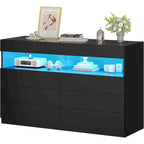 8 Drawer Dresser LED Lights Dresser Chest of Drawers