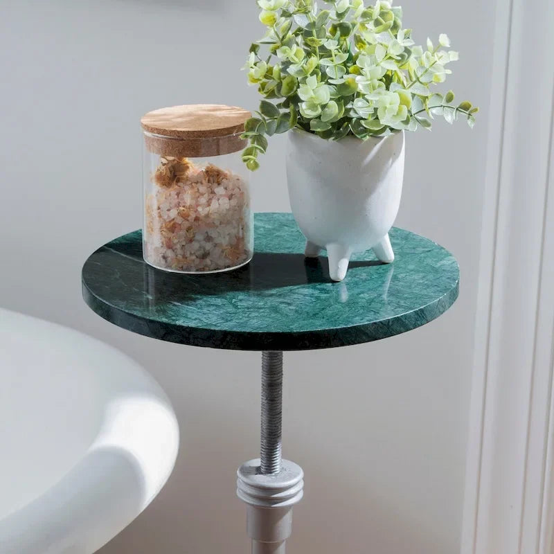 Blythe Adjustable Drink Table with Marble Top