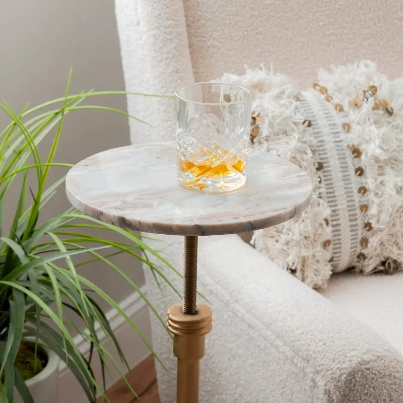 Blythe Adjustable Drink Table with Marble Top