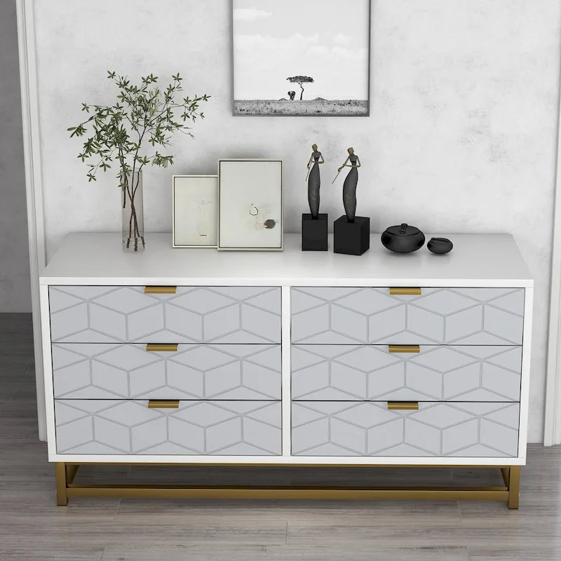 6 Drawer Dresser, with Metal Legs