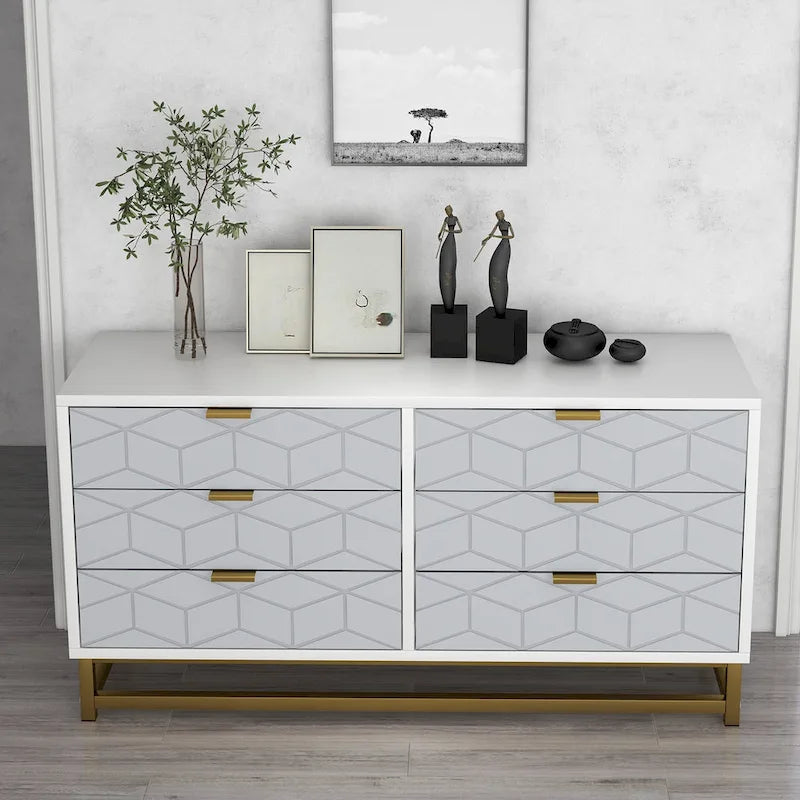 6 Drawer Dresser, with Metal Legs