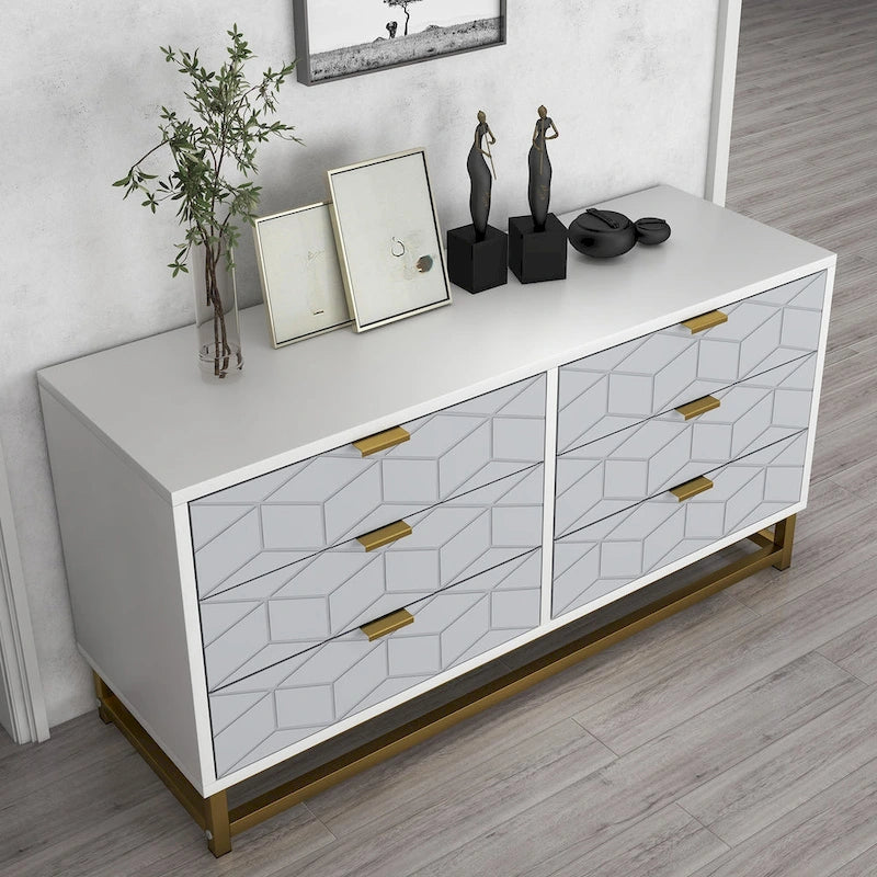 6 Drawer Dresser, with Metal Legs