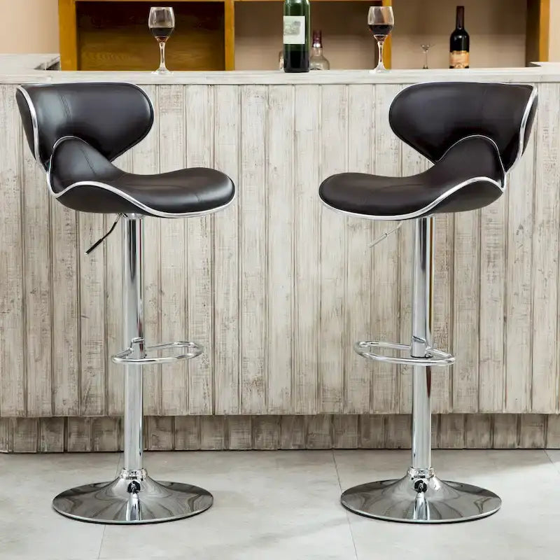 Roundhill Furniture Masaccio Leatherette Airlift Adjustable Swivel Barstool (Set of 2)