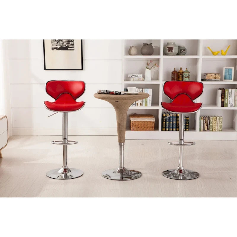 Roundhill Furniture Masaccio Leatherette Airlift Adjustable Swivel Barstool (Set of 2)