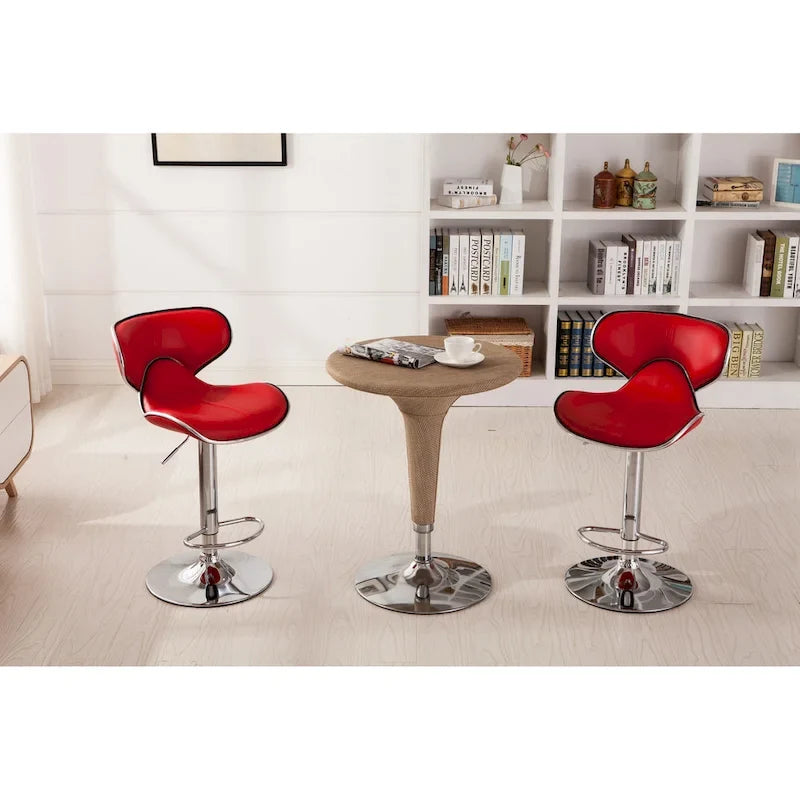 Roundhill Furniture Masaccio Leatherette Airlift Adjustable Swivel Barstool (Set of 2)