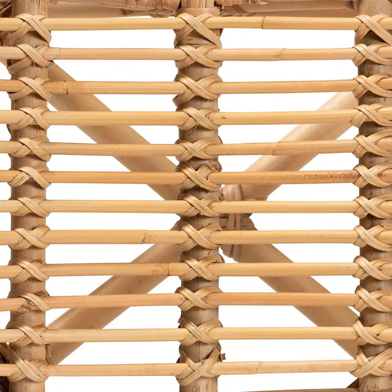 Elgon Modern Bohemian Natural Brown Rattan Footstool