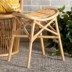 Elgon Modern Bohemian Natural Brown Rattan Footstool