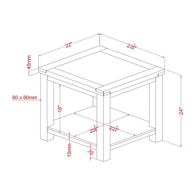 Llat Transitional Cherry 24-inch Solid Wood 1-Shelf Side Table by Furniture of America
