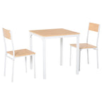 HOMCOM 3-Piece Wooden Square Dining Table Set with 1 Table and 2 Chairs and Sturdy Metal Frame, White