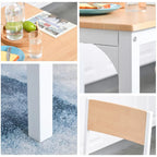 HOMCOM 3-Piece Wooden Square Dining Table Set with 1 Table and 2 Chairs and Sturdy Metal Frame, White