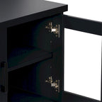Black Extra-Wide TV Stand with Glass Door Storage for TVs up to 95