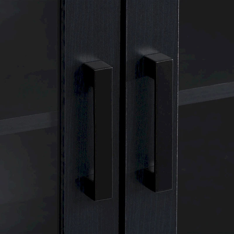 Black Extra-Wide TV Stand with Glass Door Storage for TVs up to 95