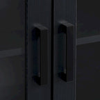 Black Extra-Wide TV Stand with Glass Door Storage for TVs up to 95