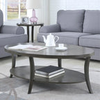 Roundhill Furniture Perth Contemporary Oval Shelf Coffee Table, Gray
