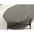 Roundhill Furniture Perth Contemporary Oval Shelf Coffee Table, Gray